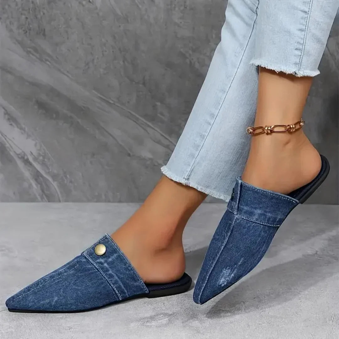 Evropi | Mules Punta Fina Estilo Denim