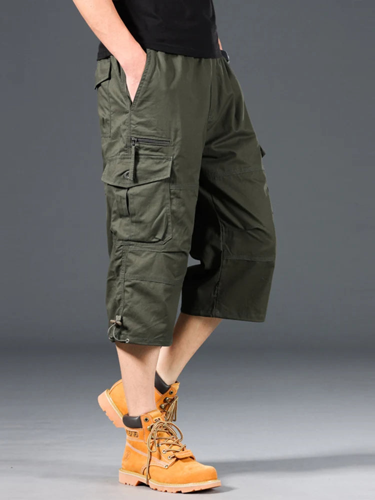 Esman | Pantalones cortos cargo de Tres Cuartos con Bolsillos,
