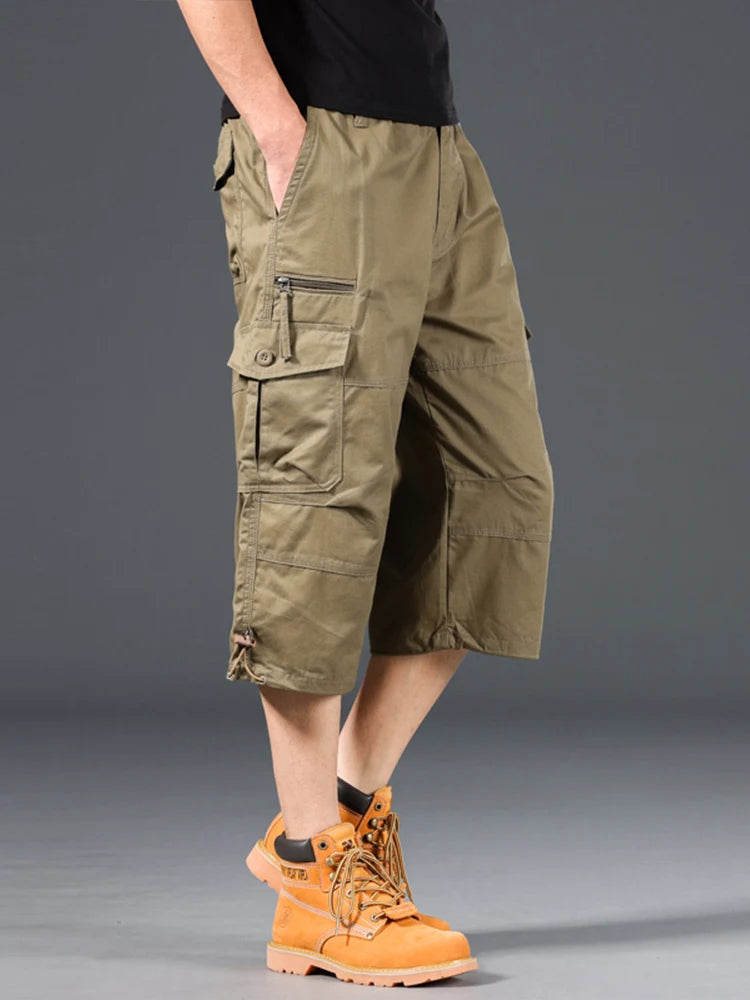 Esman | Pantalones cortos cargo de Tres Cuartos con Bolsillos,