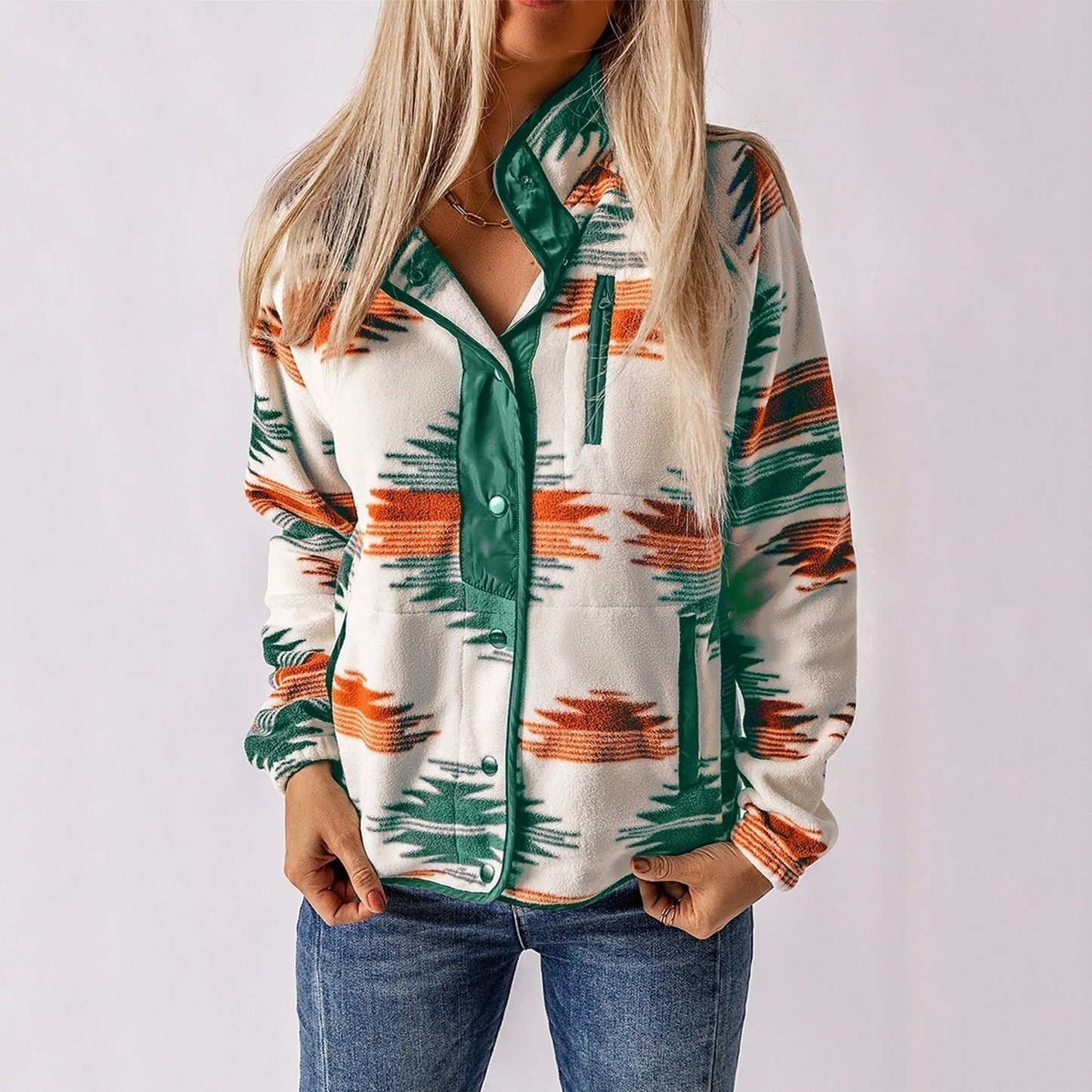 Demetria | Chaqueta Estampada Con Cierre Frontal De Botones