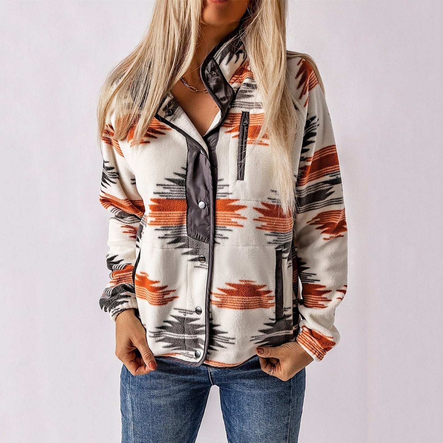 Demetria | Chaqueta Estampada Con Cierre Frontal De Botones