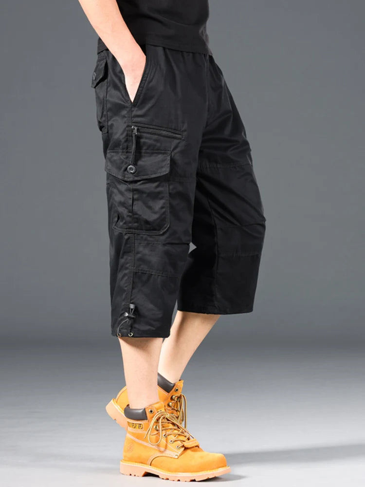 Esman | Pantalones cortos cargo de Tres Cuartos con Bolsillos,