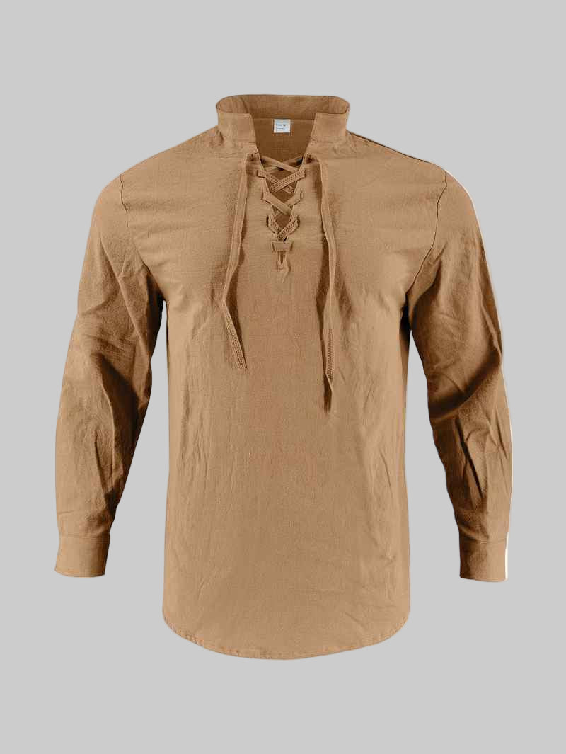 Darshana | Camisa Mandarin Lace Up Azul
