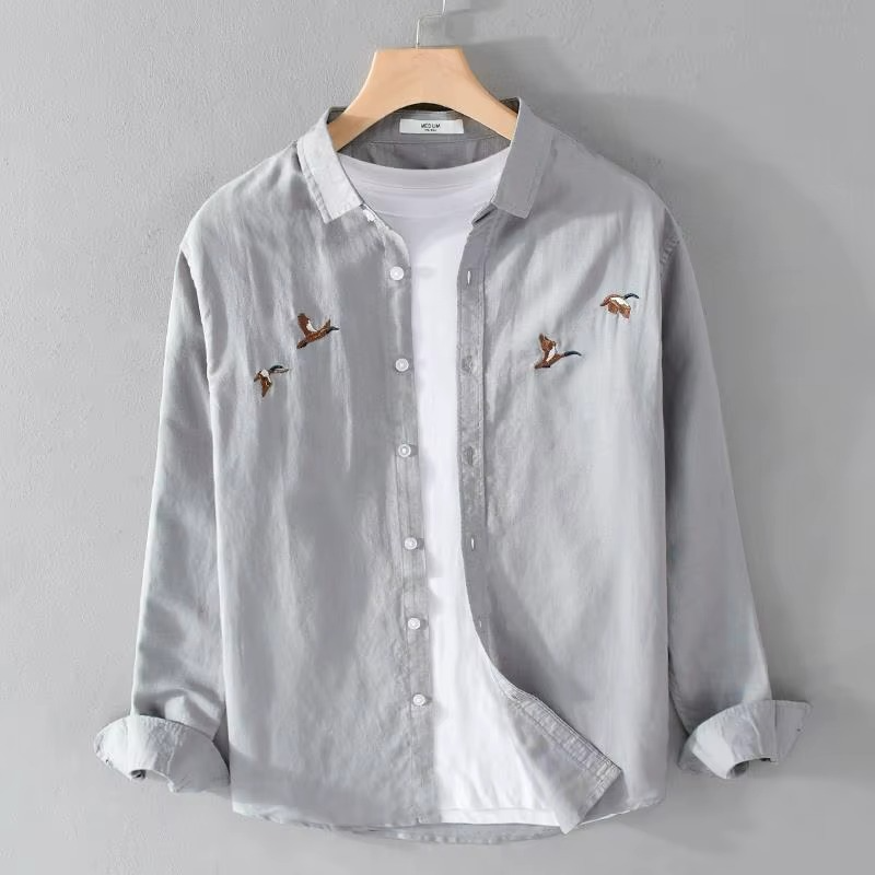 Paolo | Camisa Informal de Manga Larga con Bordado