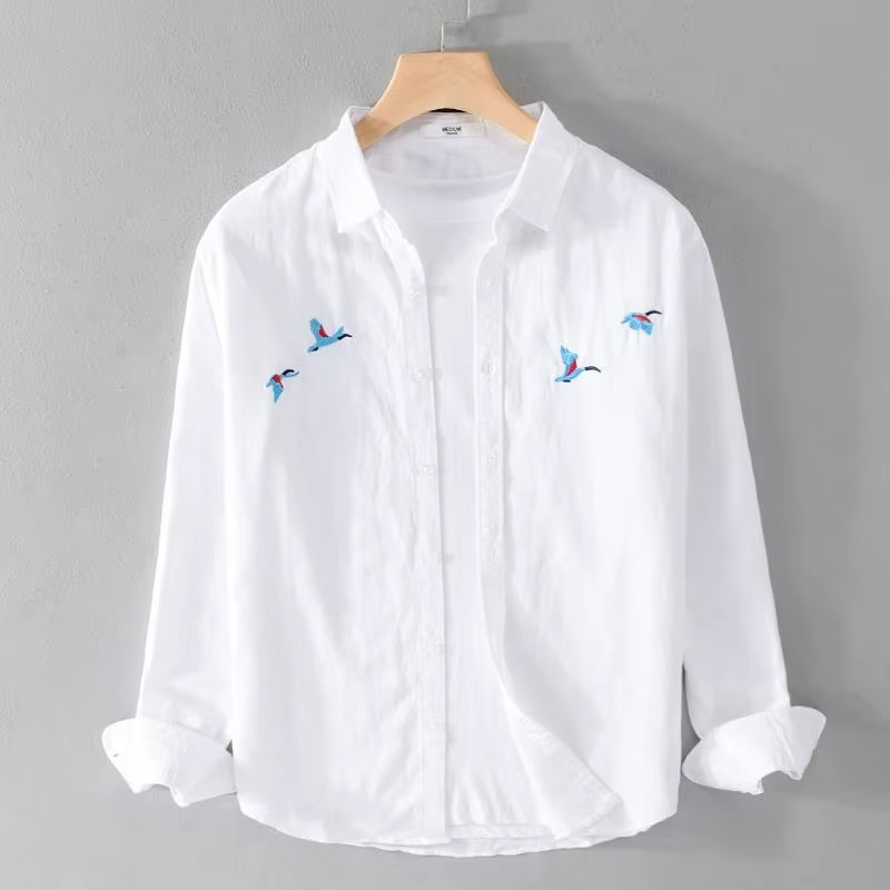 Paolo | Camisa Informal de Manga Larga con Bordado