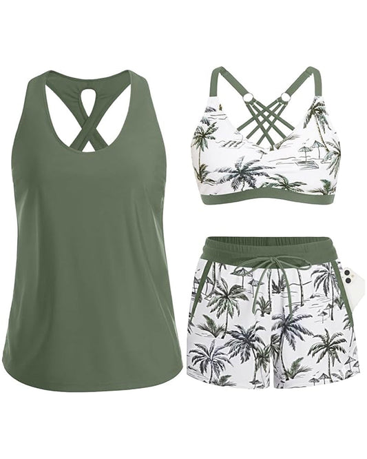 Meaghan | Conjunto De Baño De Tres Piezas Estampado