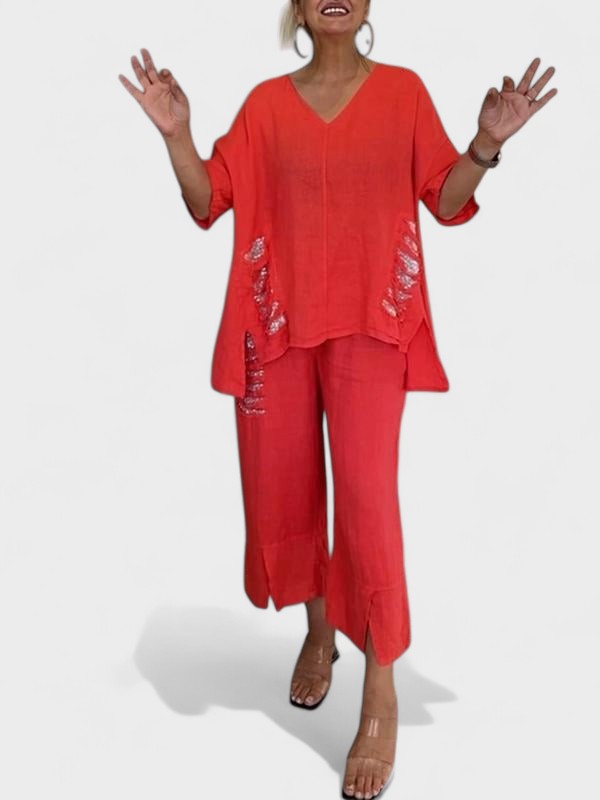 Raisa | Conjunto Mujer Dos Piezas Lino Desgarrado
