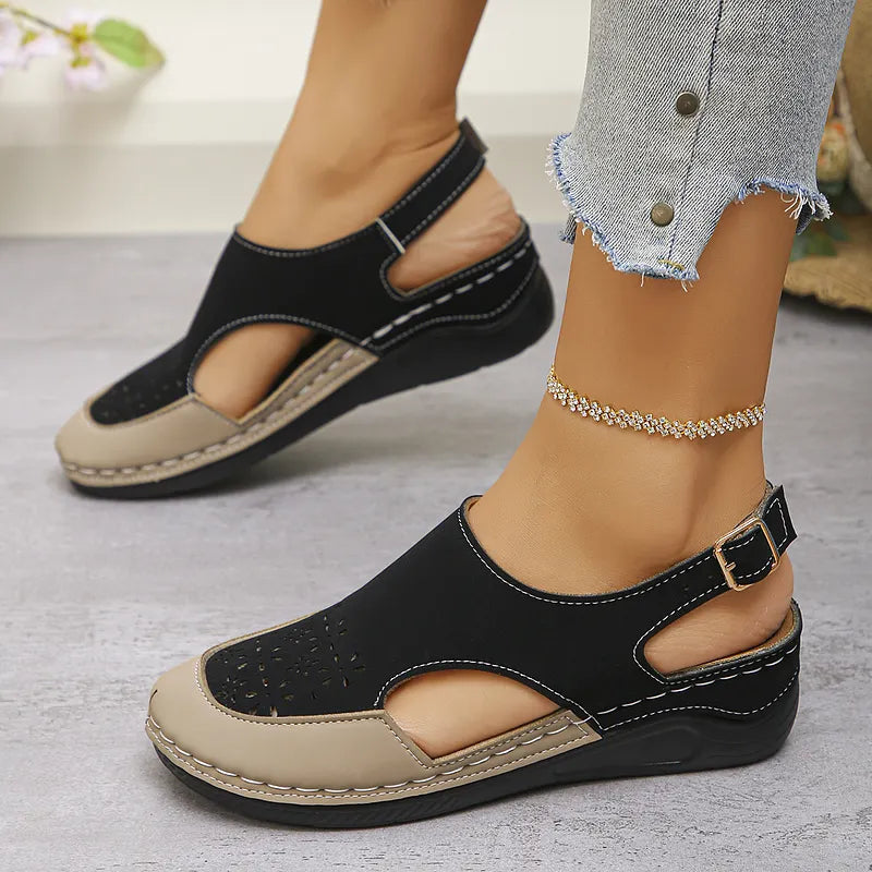 Anesa | Sandalias Cómodas Con Cuña Talón Abierto y Aberturas