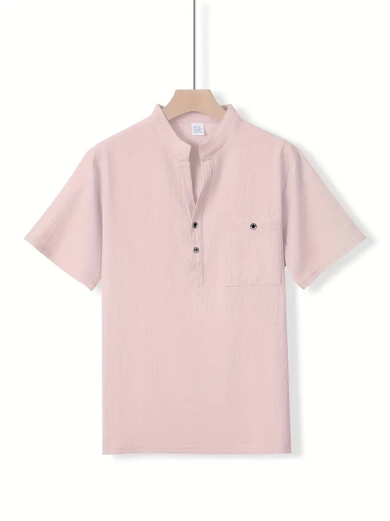 Vaughn - Camiseta Henley de Manga Corta