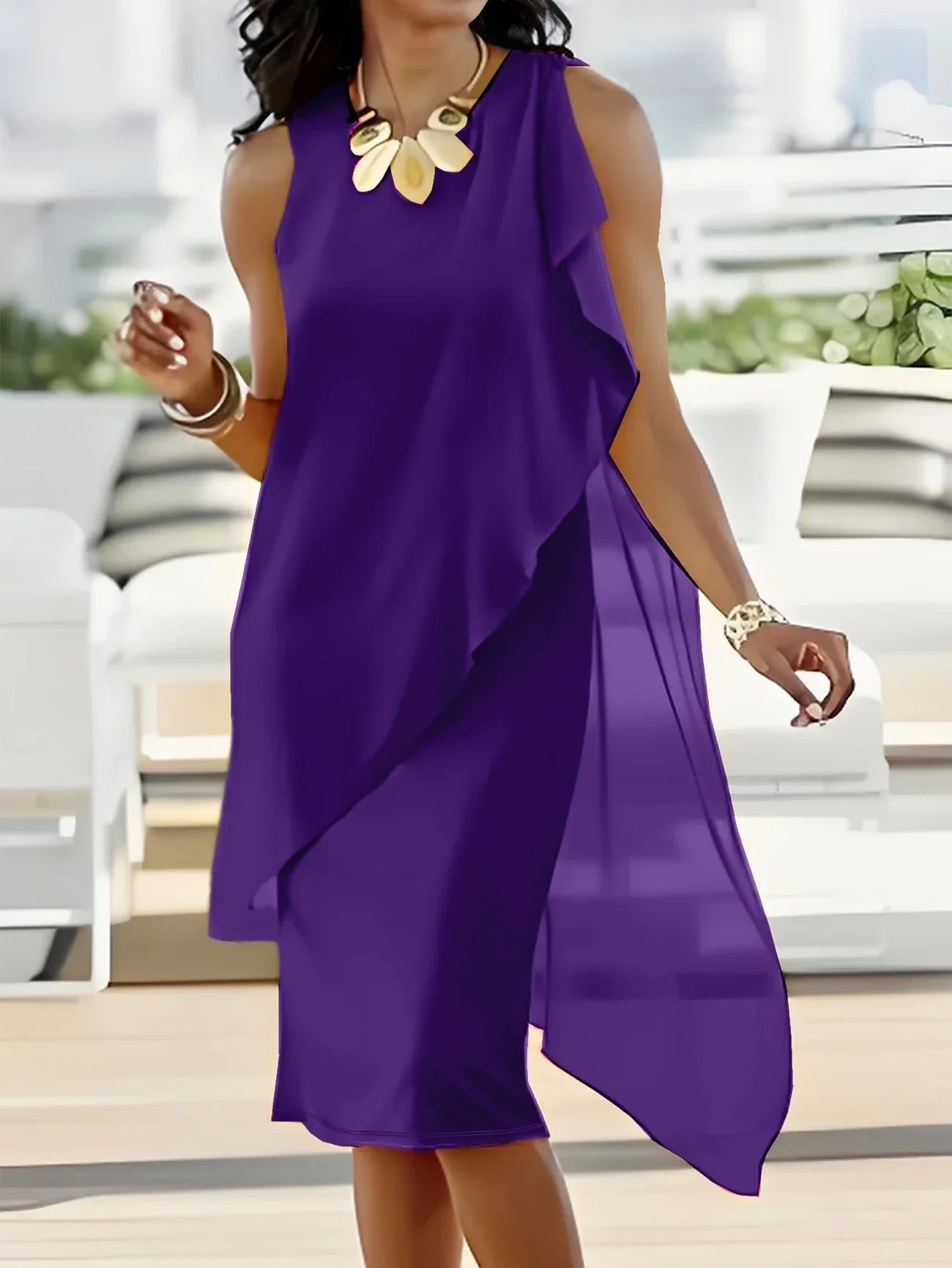 Maren | Vestido Midi Sin Mangas Con Capa