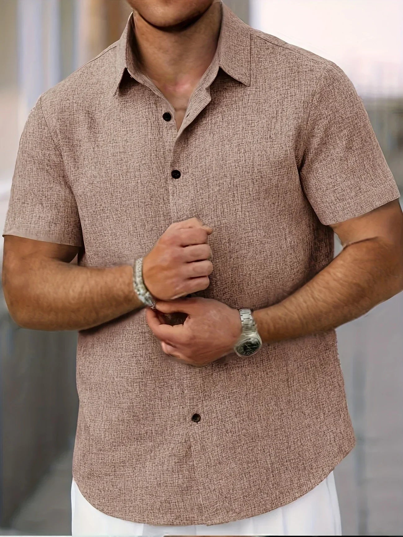Dwight - Camisa De Manga Corta Ligera De Mezcla De Lino