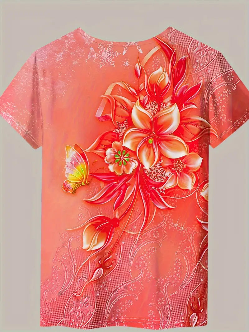 Carlisa | Camiseta De Manga Corta Con Estampado Floral Y Mariposas
