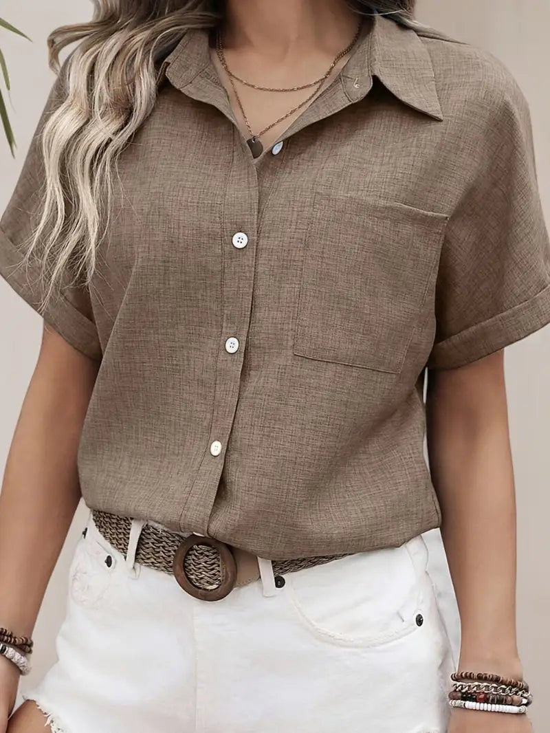 Avina | Camisa De Manga Corta Con Cuello Y Botones en La Parte Delantera