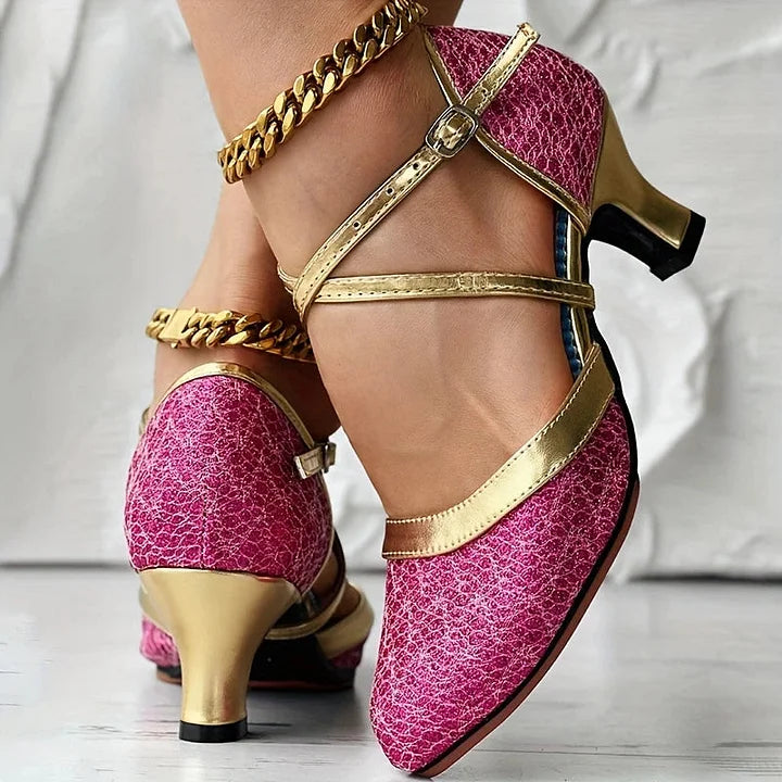 Taleia | Zapatos De Tacón Bajo Con Puntera Puntiaguda Y Correa Con Hebilla