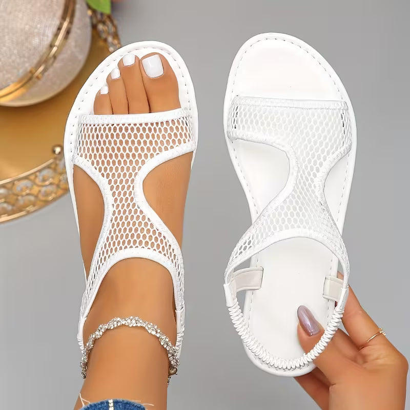 Alysin | Sandalias Planas de Malla Con Puntera Abierta y Talón Abierto