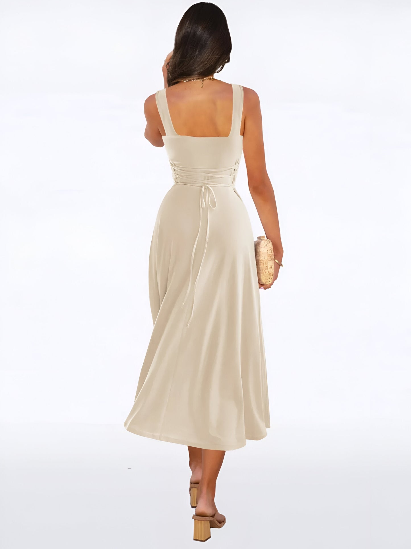 Jasmini | Vestido Midi Con Cuello Cuadrado Y Silueta en a