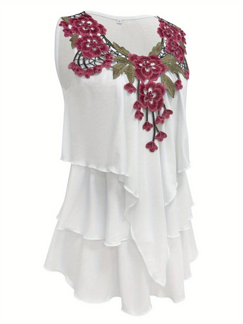 Verunka | Blusa con Volantes y Escote en V Floral