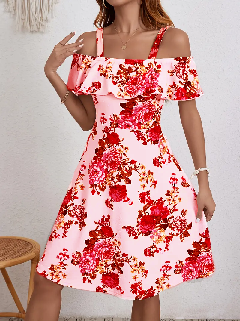Rosanne | Vestido Floral de Hombros Descubiertos