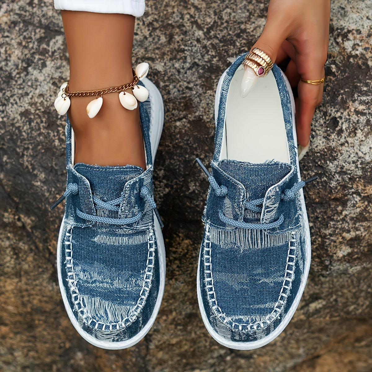 Astretira | Zapatillas Planas con Diseño Denim