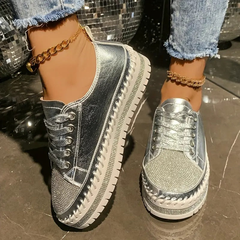 Draya | Zapatillas Bajas Con Cordones Y Pedrería