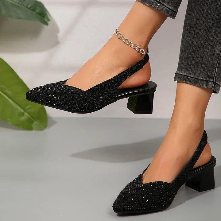 Nehama | Zapatos De Tacón Grueso Con Talón Abierto Y Purpurina Para Mujer