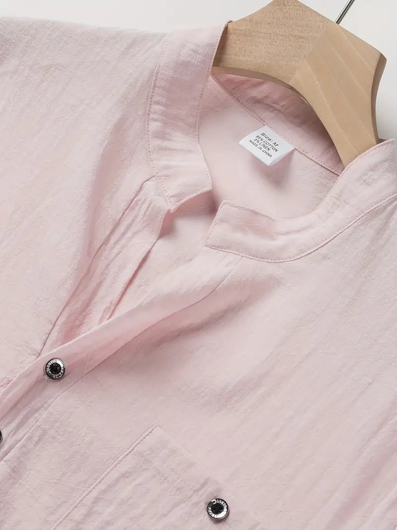Vaughn - Camiseta Henley de Manga Corta
