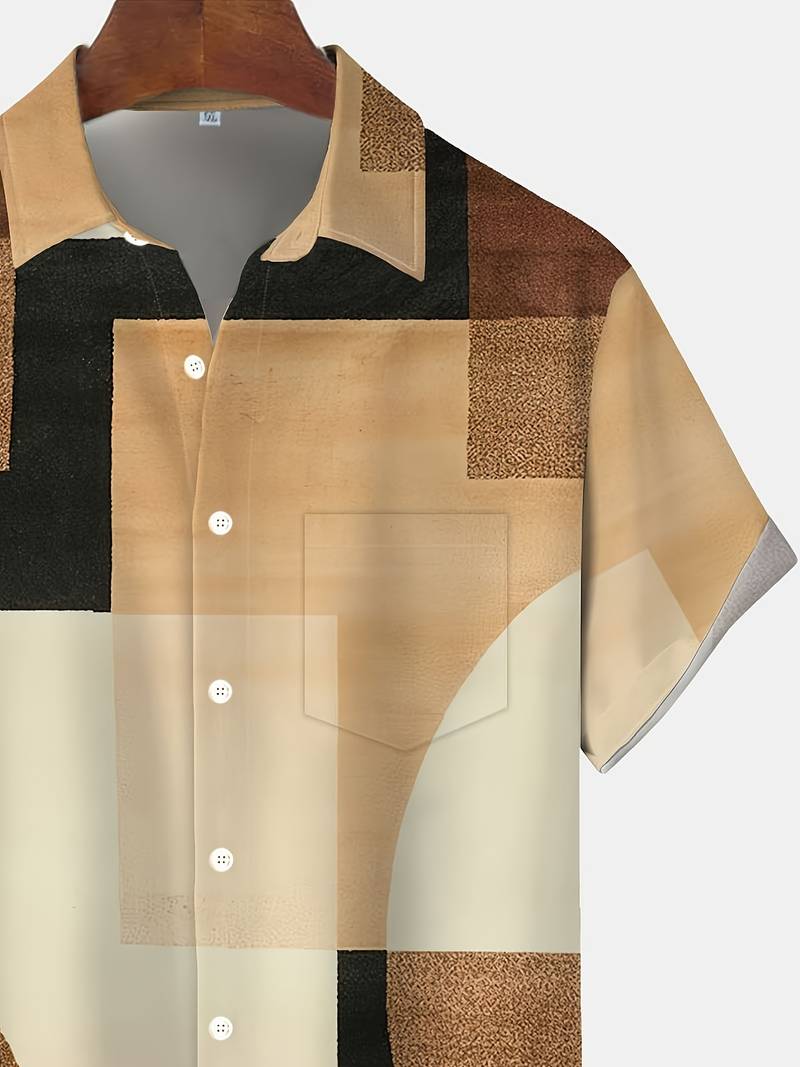 Boucher | Camisa Geométrica Vintage Manga Corta
