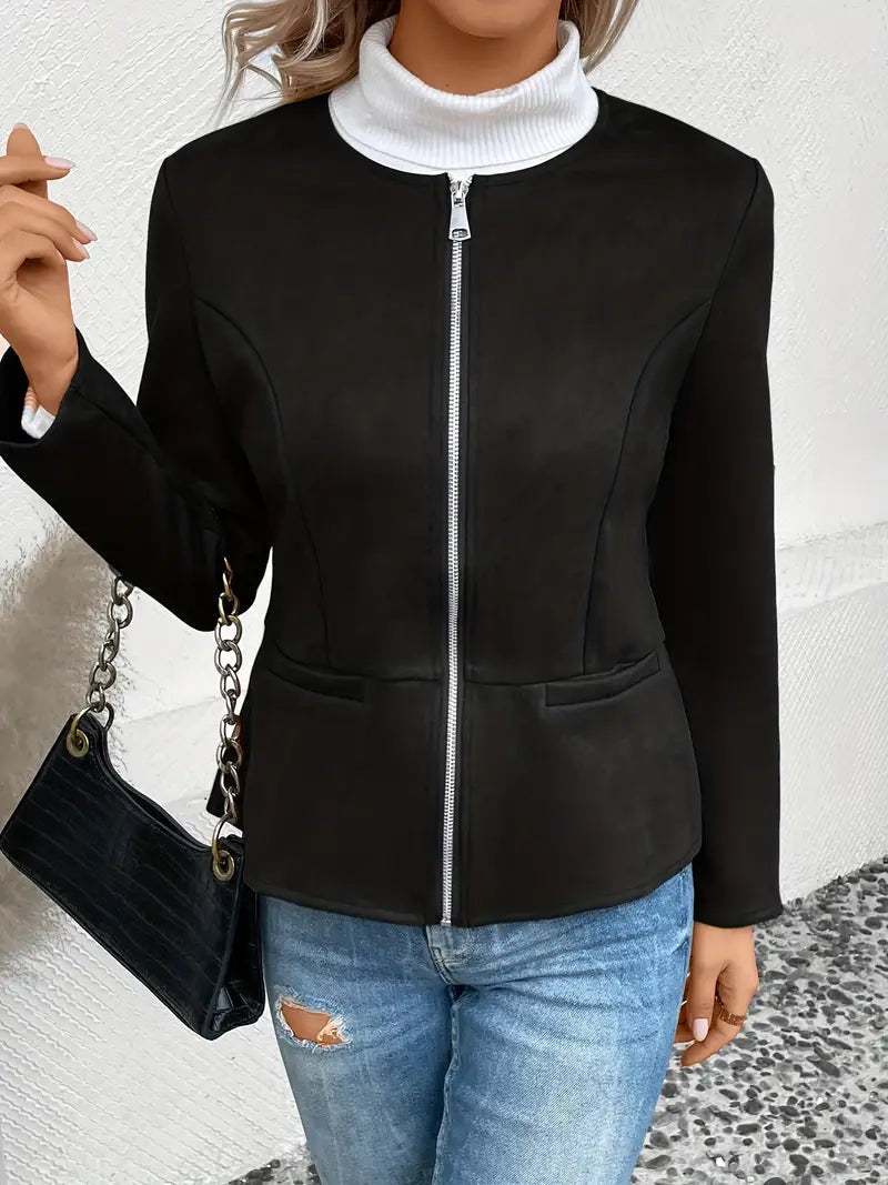 Roksana | Chaqueta Entallada de Manga Larga Con Cremallera