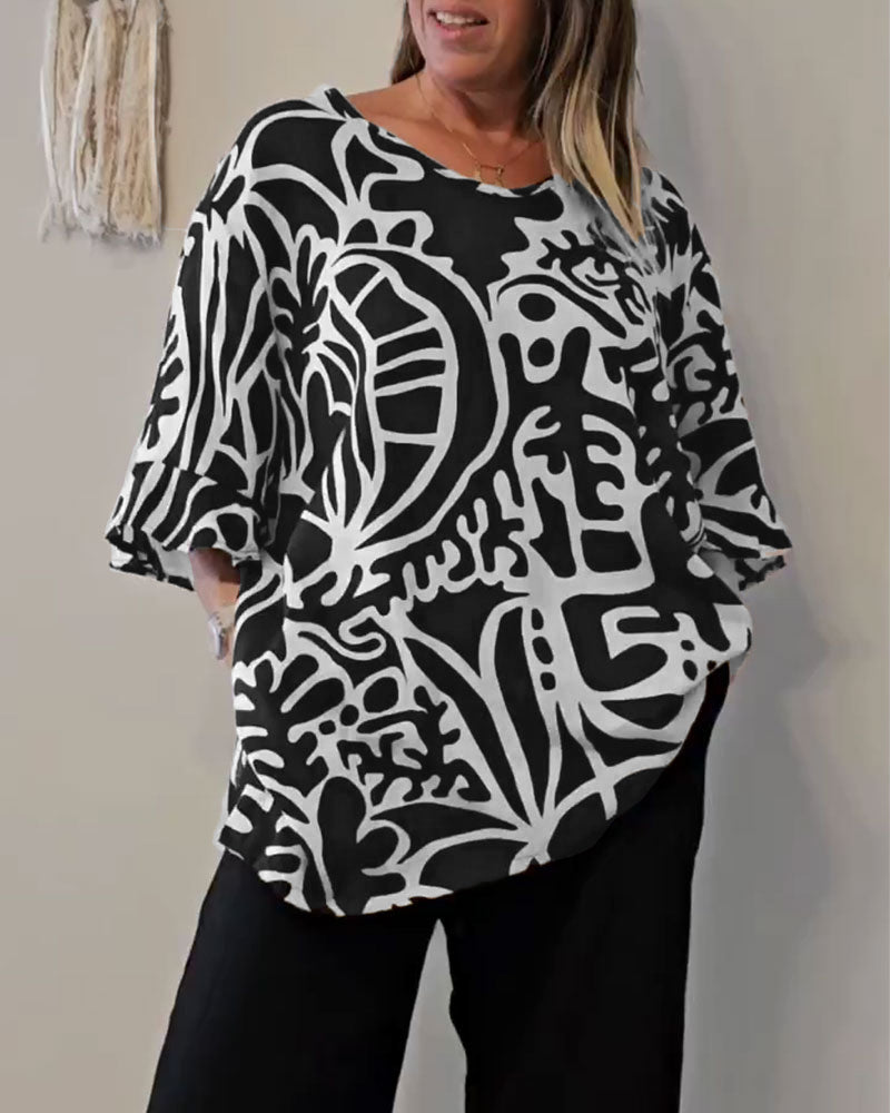 Prabodhi | Top Holgado Estampado Abstracto Mujer