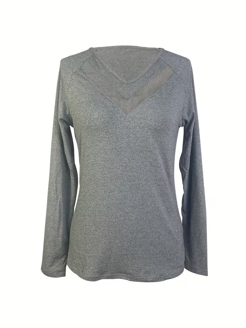 Mesha | Top De Manga Larga Con Cuello en V De Malla