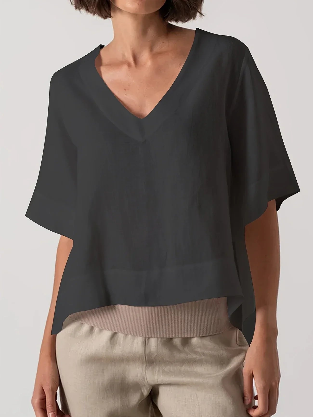 Mattea | Blusa Holgada Manga Corta Cuello V