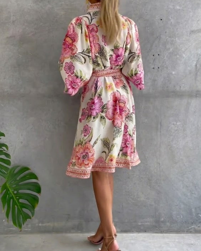 Nylera - Vestido Con Mangas Acampanadas y Cuello En V