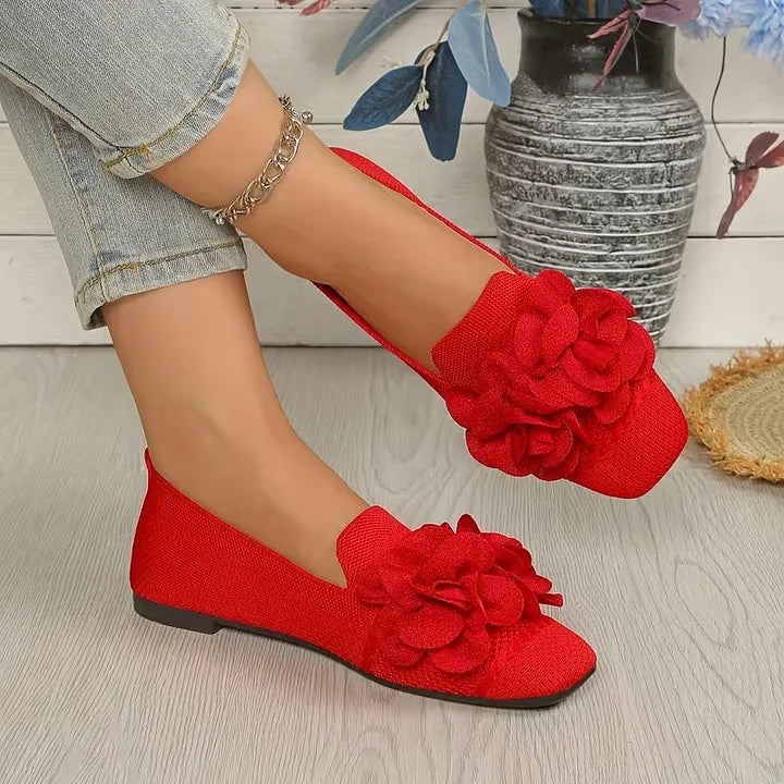 Catriona - Zapatos Planos Sin Cordones Con Punta Cuadrada Y Detalle Floral