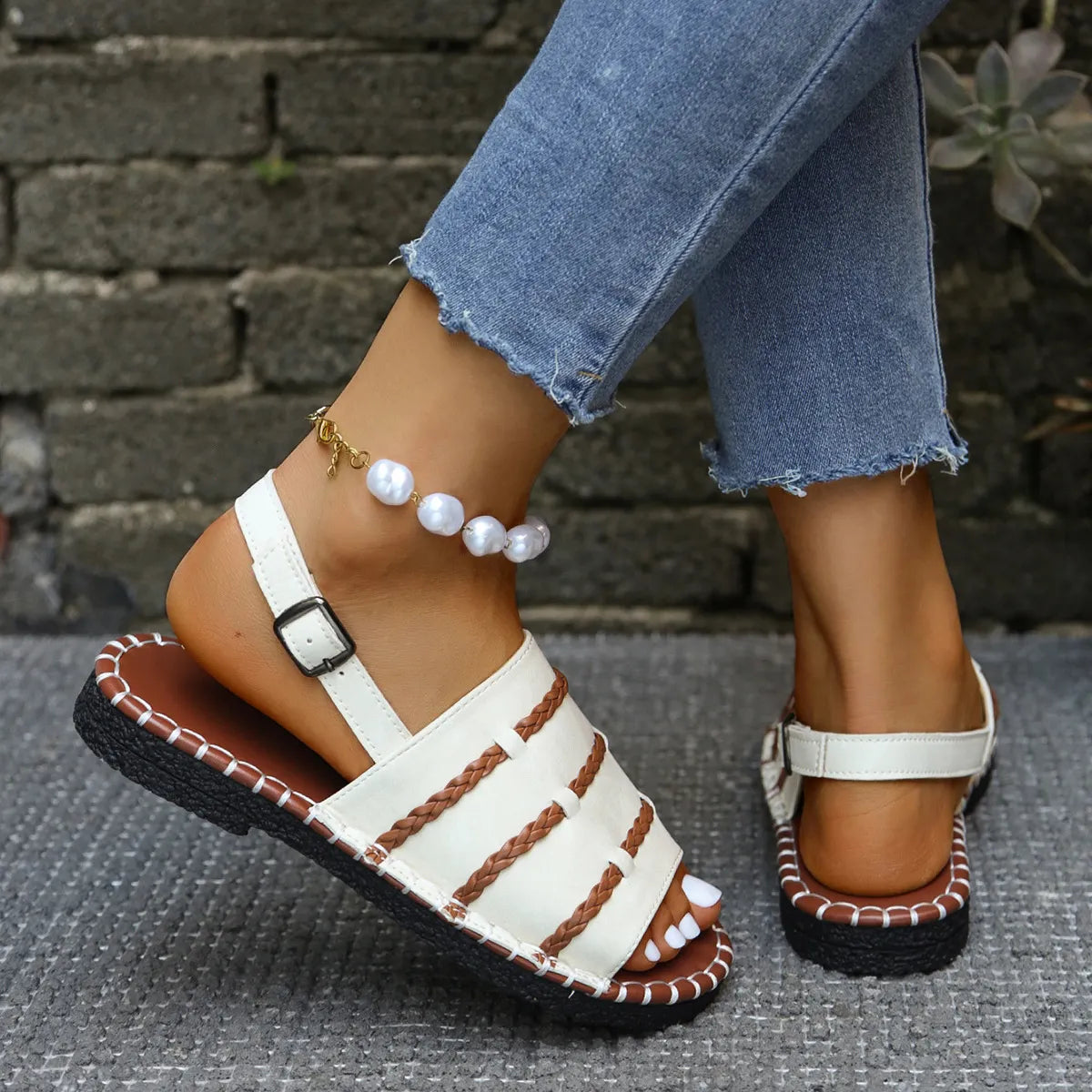 Samela | Sandalias Planas Con Tiras Trenzadas Y Talón Abierto