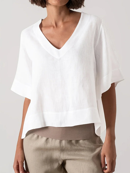 Mattea | Blusa Holgada Manga Corta Cuello V