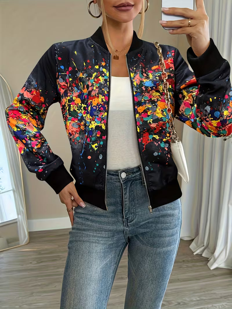 Deloova | Chaqueta Bomber con Estampado Abstracto