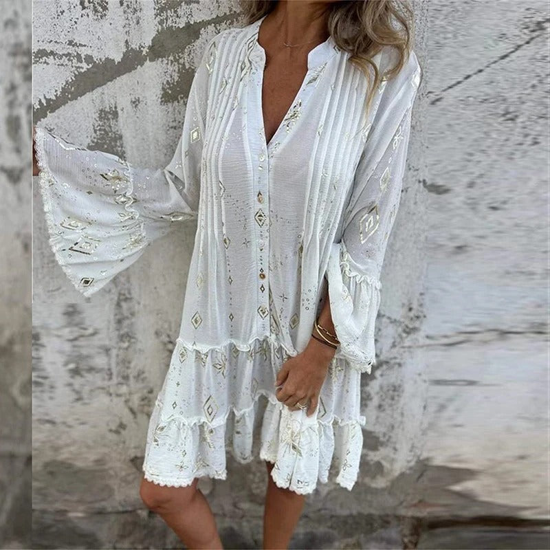 Gillian | Minivestido De Manga Larga Con Estampado Boho
