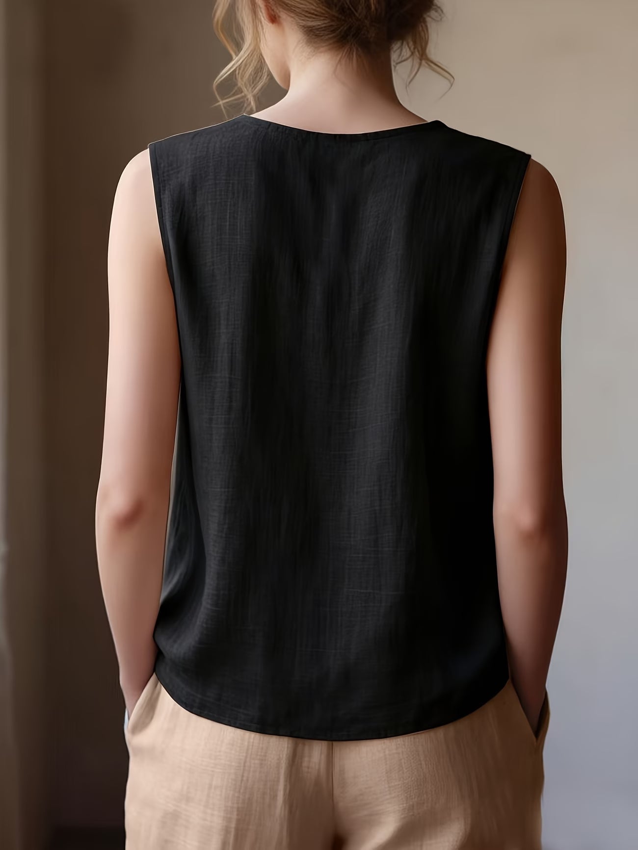 Safiya | Blusa Sin Mangas Con Cuello De Volantes Y Textura