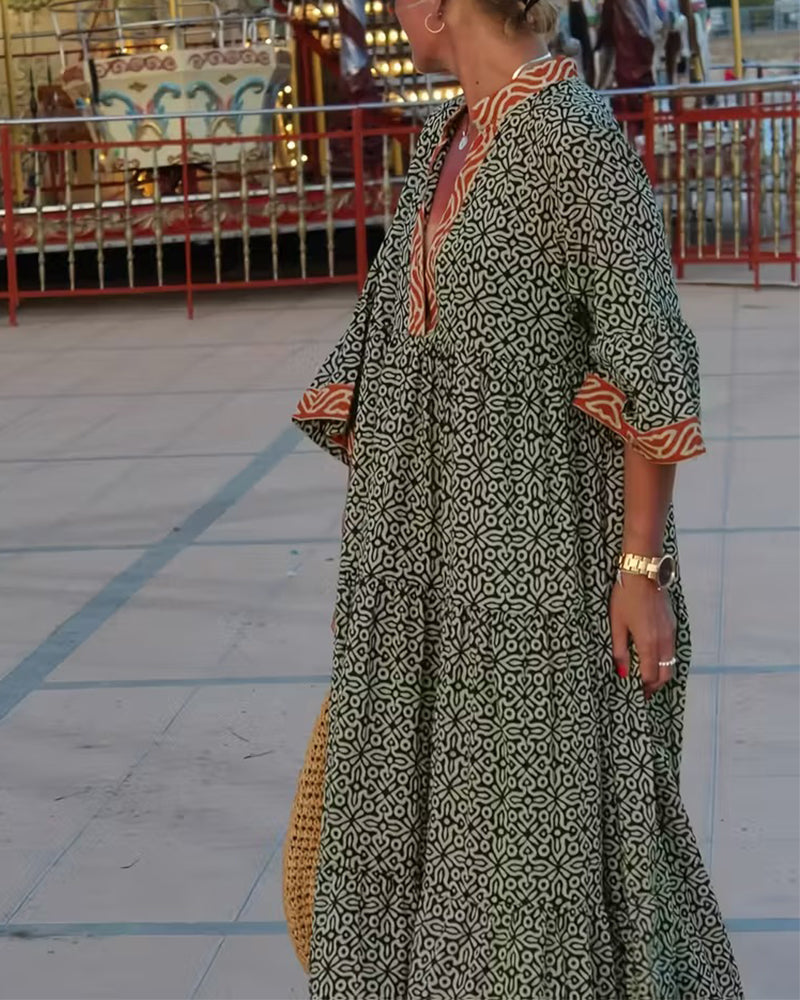 Amandi | Vestido Maxi Estampado Cuello V