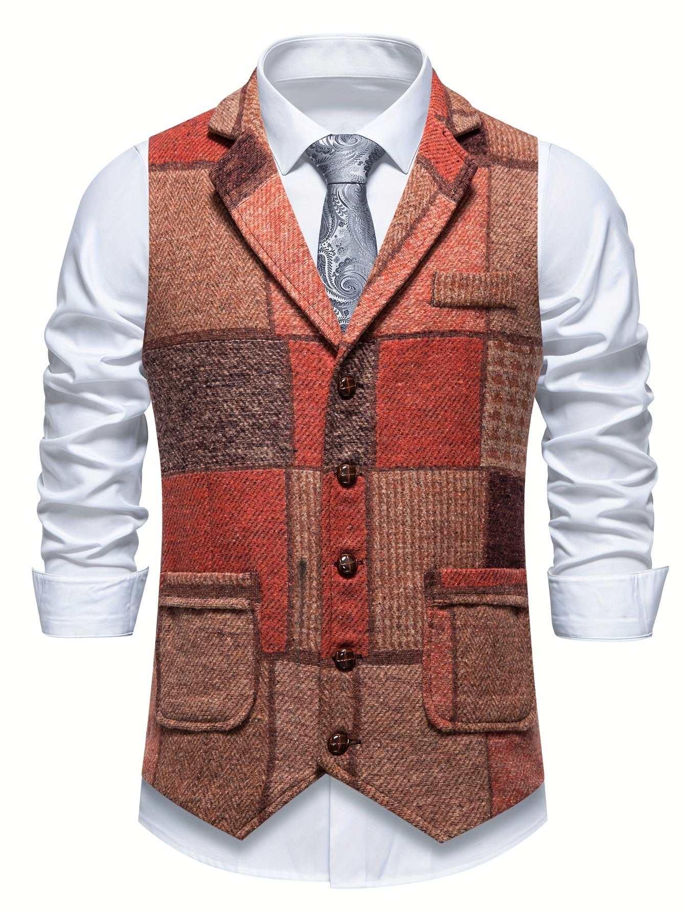 Saverse | Chaleco estilo Tweed con Diseño de Patchwork