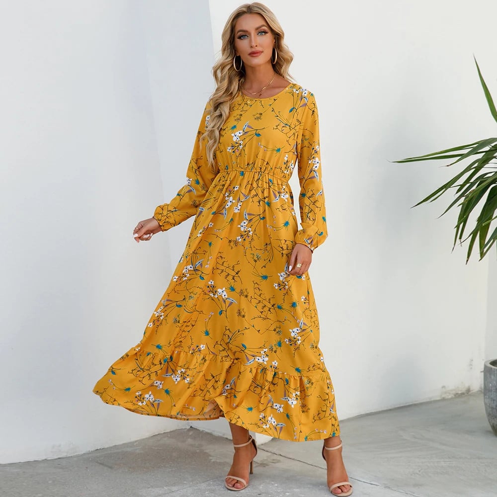 Trisha | Vestido Maxi Floral de Manga Larga
