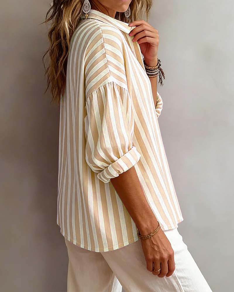 Jessy | Blusa Holgada a Rayas Con Cuello