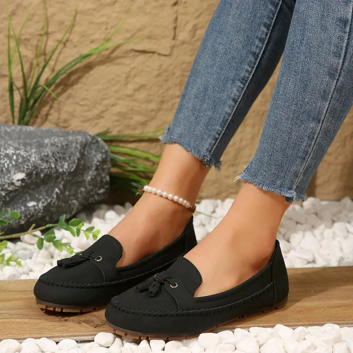 Patamon | Mocasines Con Borla Y Puntera Cosida