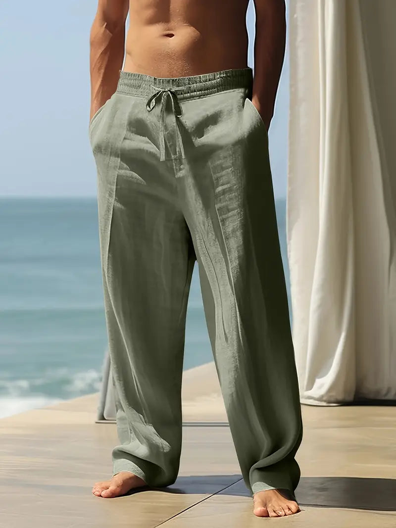 Babaev | Pantalones Anchos de Lino Con Cordón