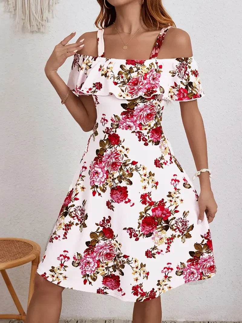 Rosanne | Vestido Floral de Hombros Descubiertos