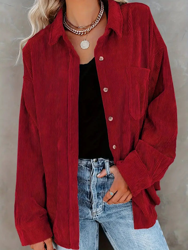 Irmela | Camisa de Manga Larga de Pana Con Botones