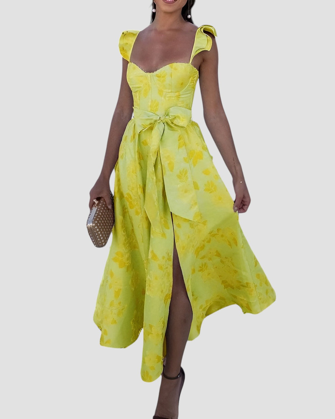 Olesya | Vestido MIDI Con Estampado Floral Y Tirantes Con Volantes