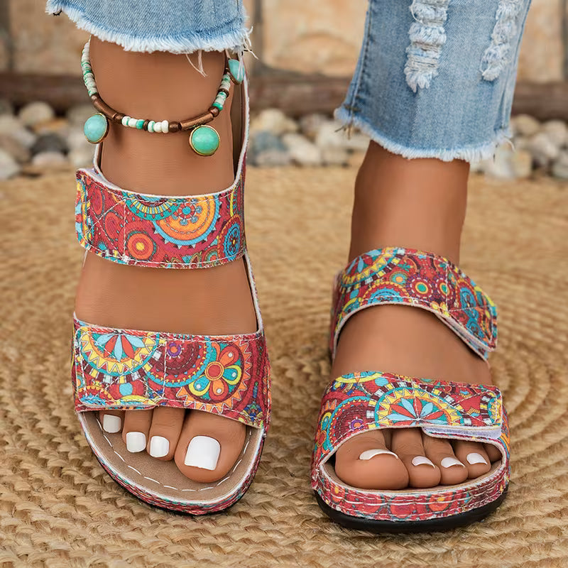 Dhifef | Sandalias De Punta Abierta Con Estampado Y Doble Tira