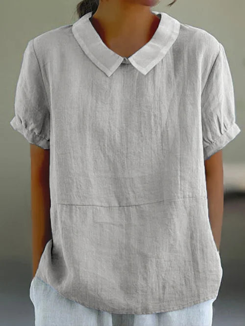 Henny | Blusa Manga Corta con Cuello Peter Pan