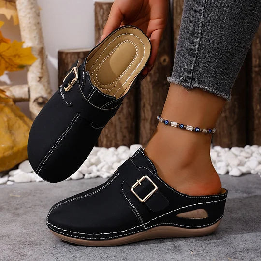 Latina - Mules con Hebilla Cuadrada Mujer